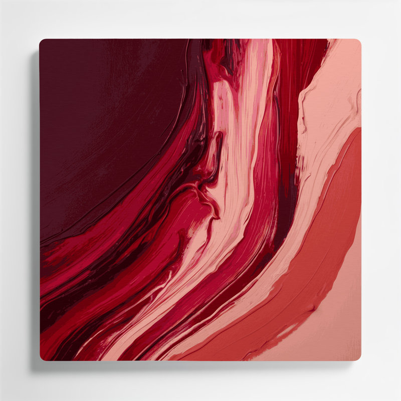 Abstrait couleur champ 8 rouge, art mural en métal, H 32 po x l 32 po
