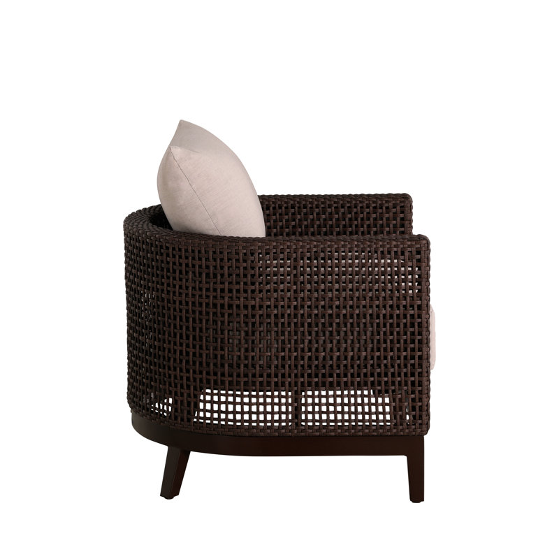 Peninsula Barrel Chair, Welt + Standard fill, Verona Fossil, Mahogany/Chestnut