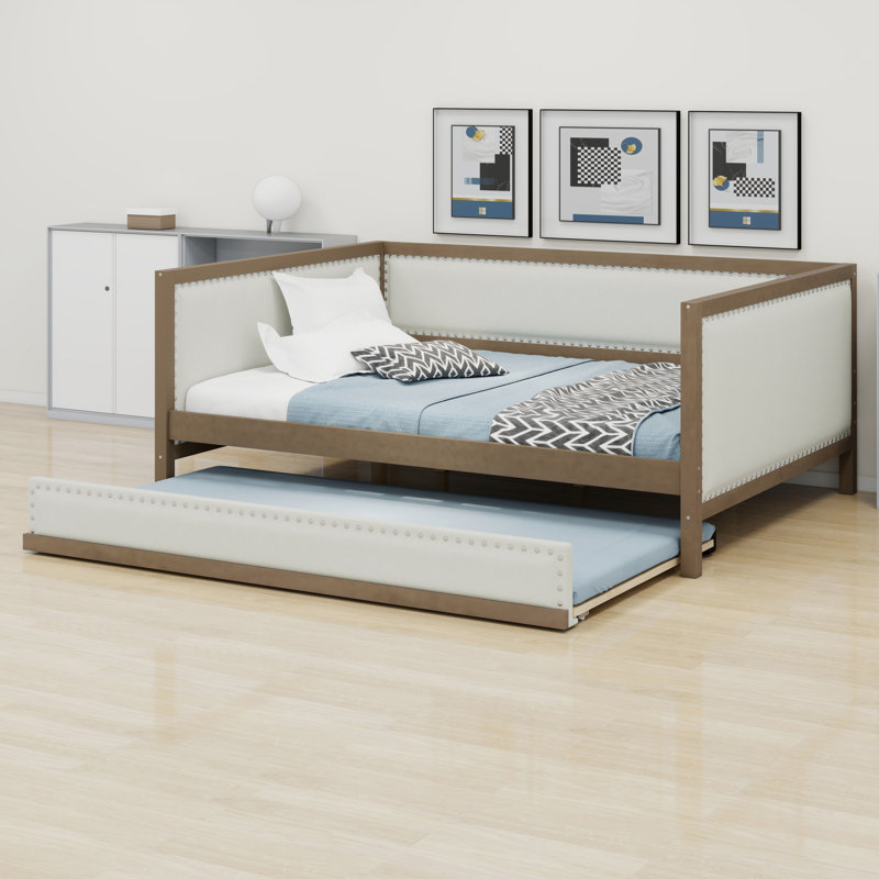 Upholstered Daybed With Trundle And Nailhead Decoration