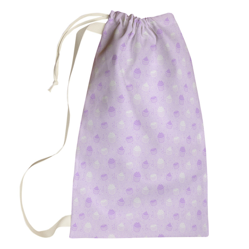 Leffel Fabric Laundry Bag with Handles, Large (76.5" H x 29.5" W x 1.5" D), Purple/White