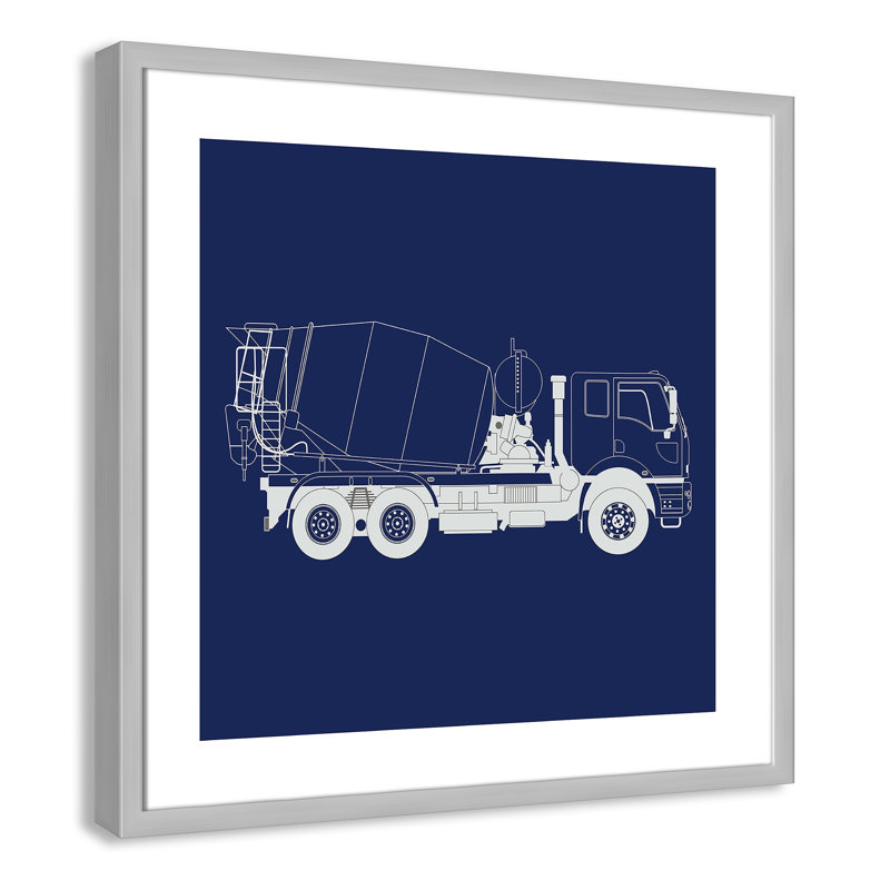 Camions Camions 1, art encadré, H 22,5 po x l 22,5 po x P 1,18 po, Encadré de boîte argent