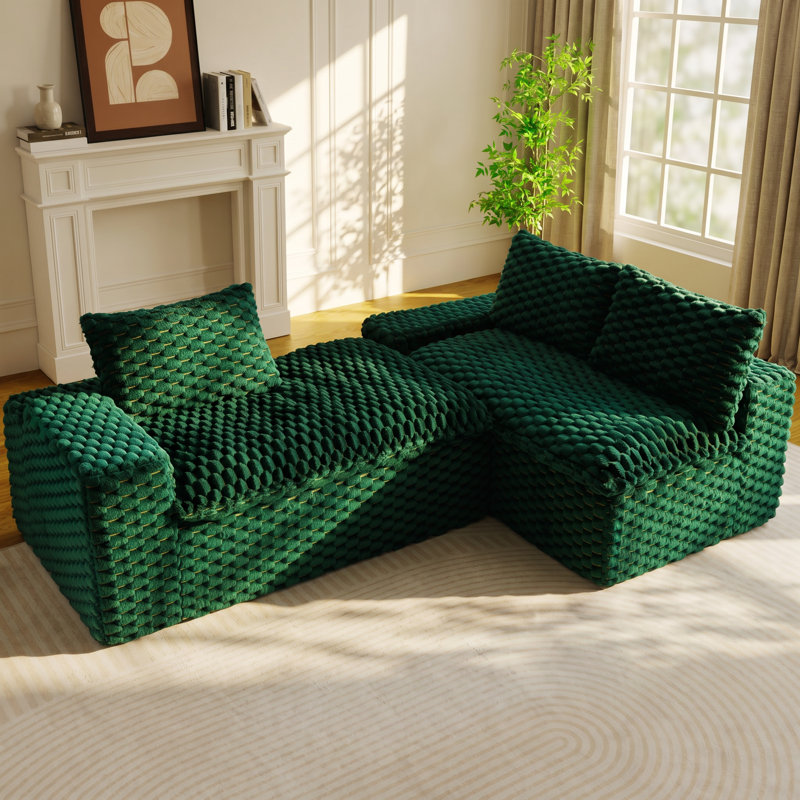 Canapé modulaire réversible Green Turtle l 95,7 po x P 60,24 po x H 36,22 po, Green Boucle, Right Hand Facing