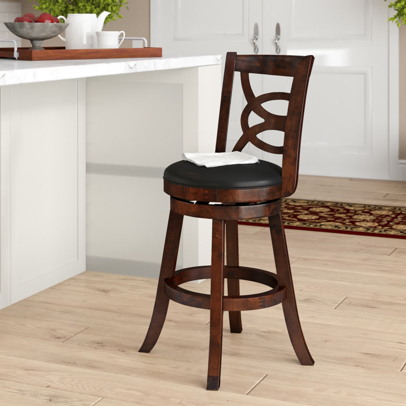 Hegg Swivel Upholstered Counter Stool with Solid Wood Frame, Walnut, Bar Stool (29” Seat Height)