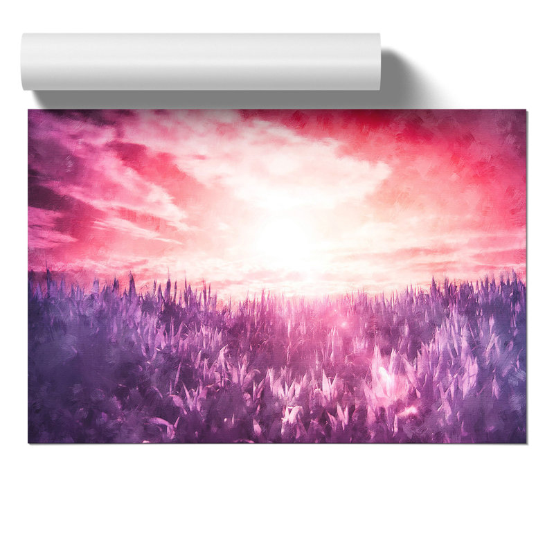 Purple Meadow Painting - Frameless Print, 42cm H x 59cm W x 0.1cm D
