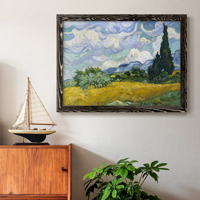 Champ de blé avec cyprès, reproduction sur toile