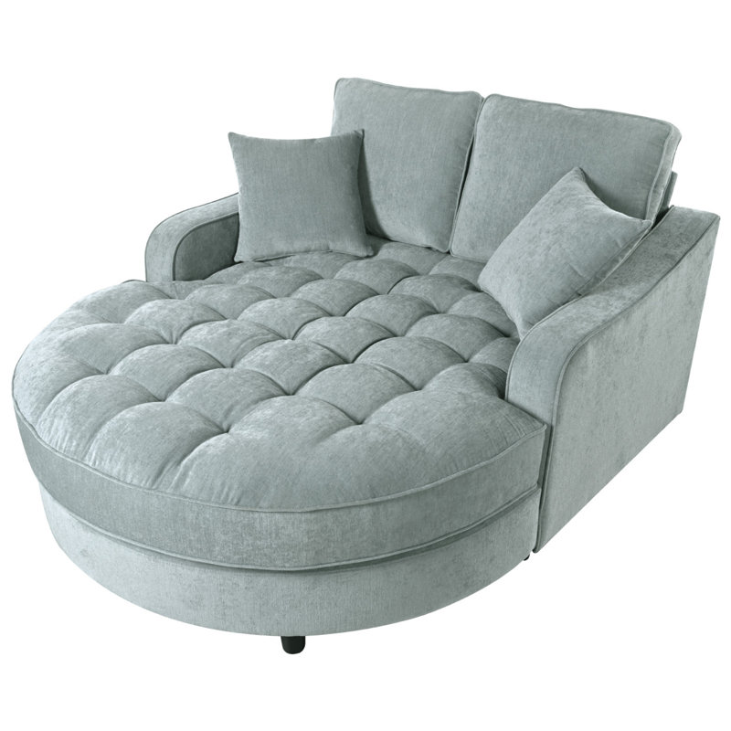 55" Modern Chaise Lounge Sofa Bed Upholstered Sofa Couch With Tufted Seat And Detachable Pillows For Living Room, , Green