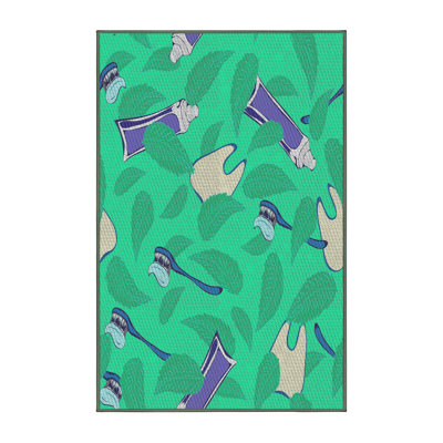 Tapis vert / mauve Power Loom