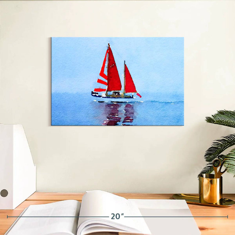 Mehar Small Red Sailboat, 8" H x 12" W