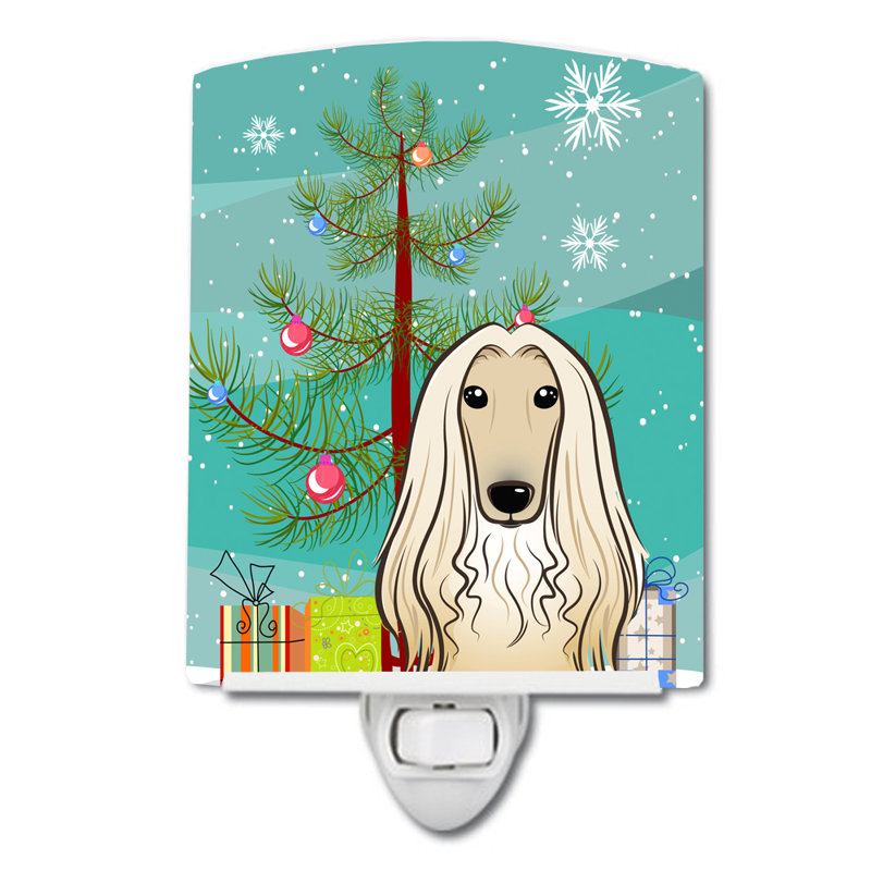 Christmas Tree and Beagle Ceramic Night Light, Afghan Hound