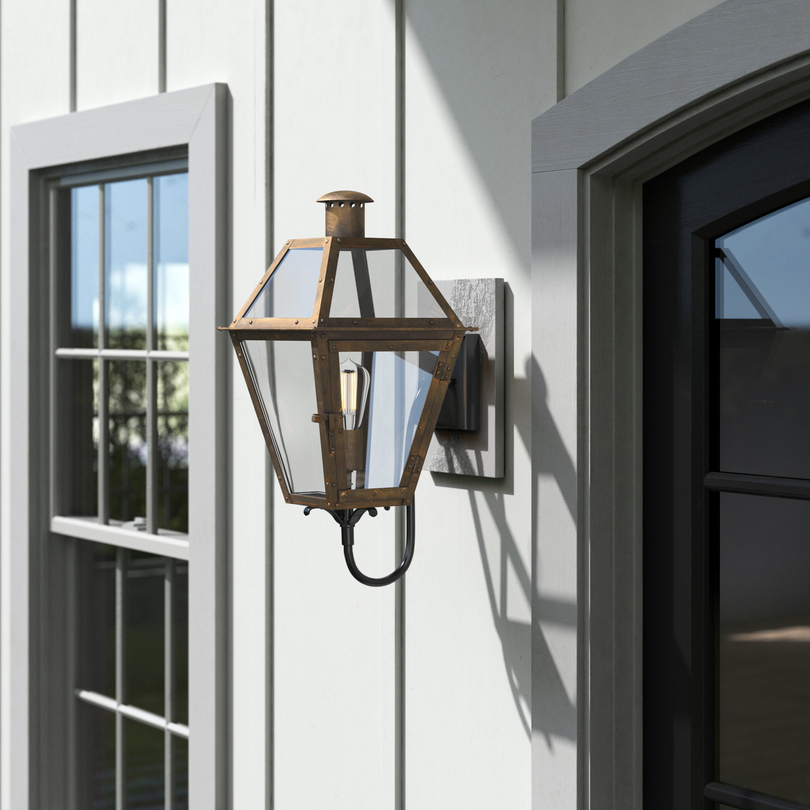 Amber Single Light Empire Outdoor Wall Light, Industrial Bronze