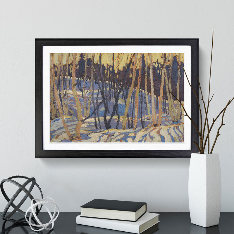 Snow Shadows by Tom Thomson - Picture Frame Painting, 36cm H x 48cm W x 2cm D, Black Framed