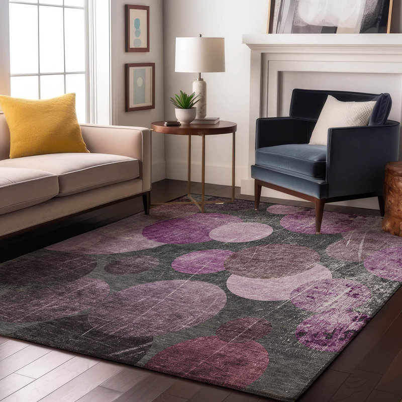 Premium Machine Washable Cerrito AMF556 Garnet Rug, Rectangle 3' x 5'