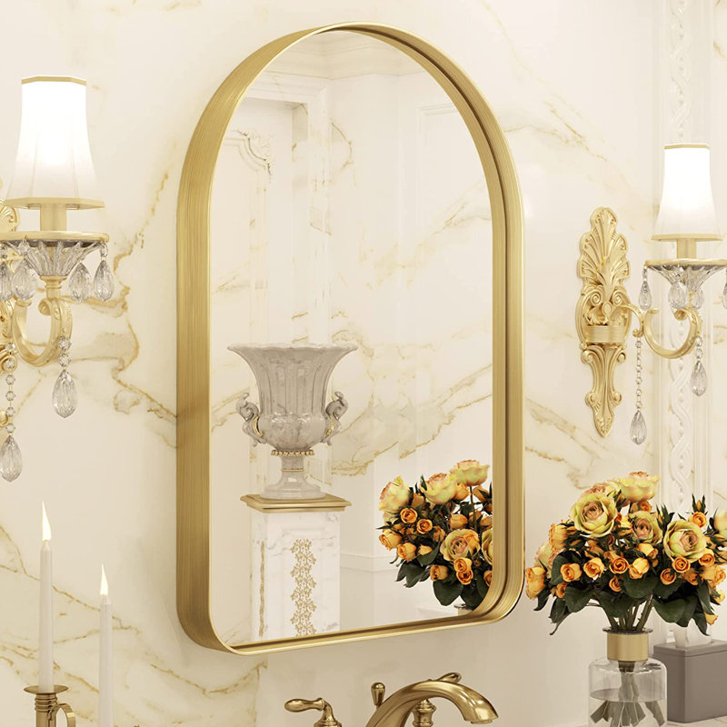 Miroir d'appoint mural Briannon, 24 po x 36 po, Or