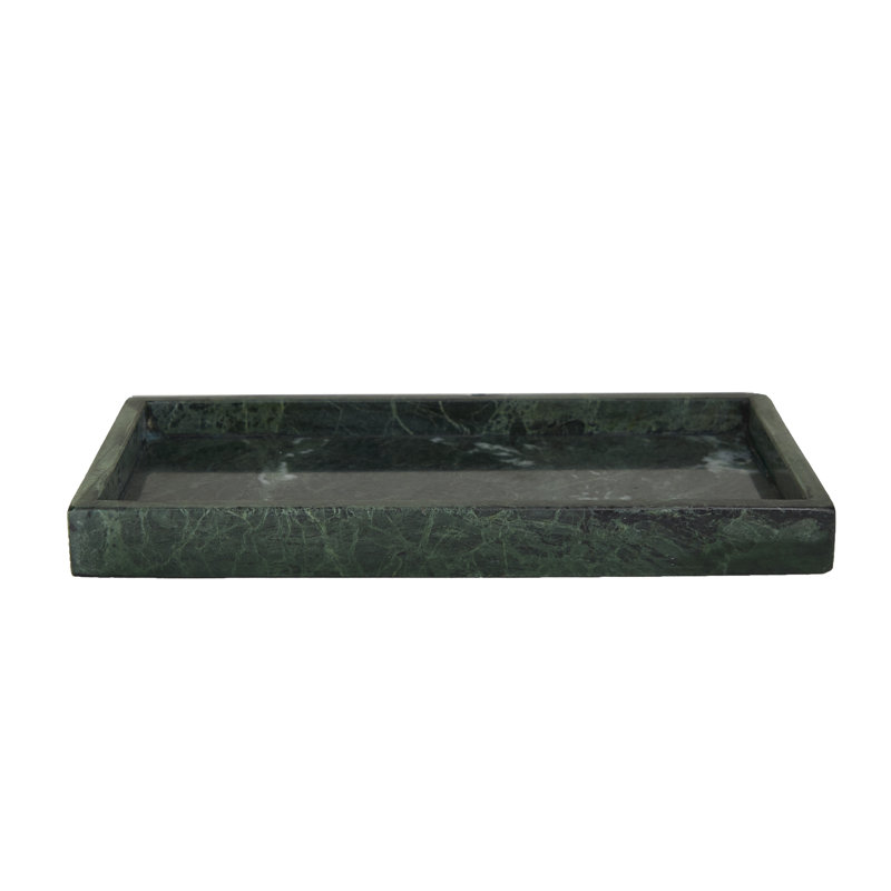Marble Decor Tray with Raised Border Set, 1.4" H x 13.95" W x 7.05" D, Green
