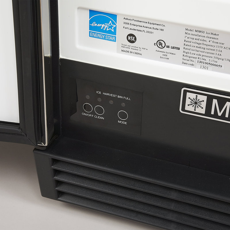 Maxx Ice 50 lb Black Freestanding Ice Maker with Reversible Door