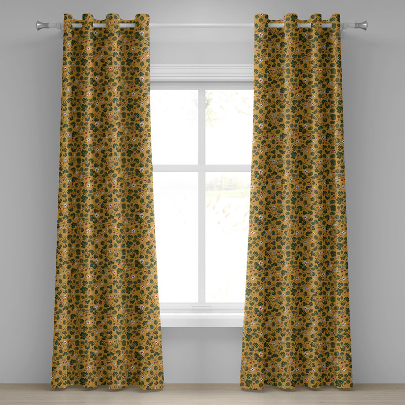 Rideau à œillets décoratif floral à 2 panneaux East Urban Home 50 po, vert abricot vert forêt, L 50 po x L 108 po