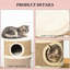 Tour pour chat d'intérieur avec trou au milieu ouvert, grattage doux, panneau de particules pour animaux de compagnie, porte de 6 po, capacité de 9 lb et trois zones, doublure, coussins, fabrication de panneau de particules, couleur brun kaki,