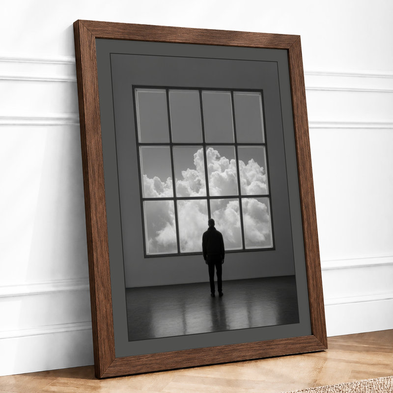Silhouette at the Window Minimalist 1 Piece Single Picture Frame Wall Art, A4 - 29.7 x 21.0 cm, Walnut