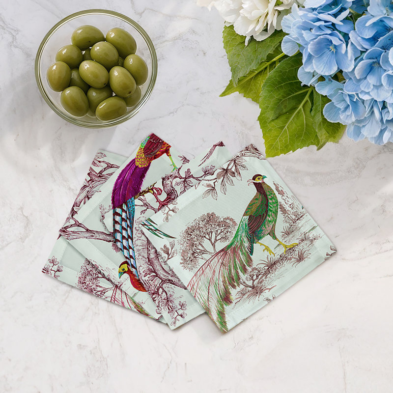 Serviettes de cocktail en satin de coton Pheasant Fall, Prairie