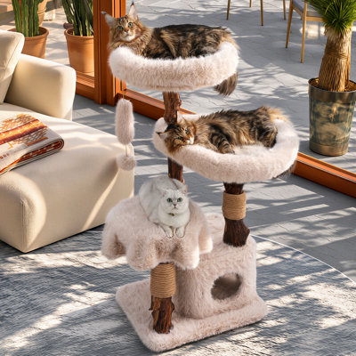 Arbre à chat en bois massif Artisan