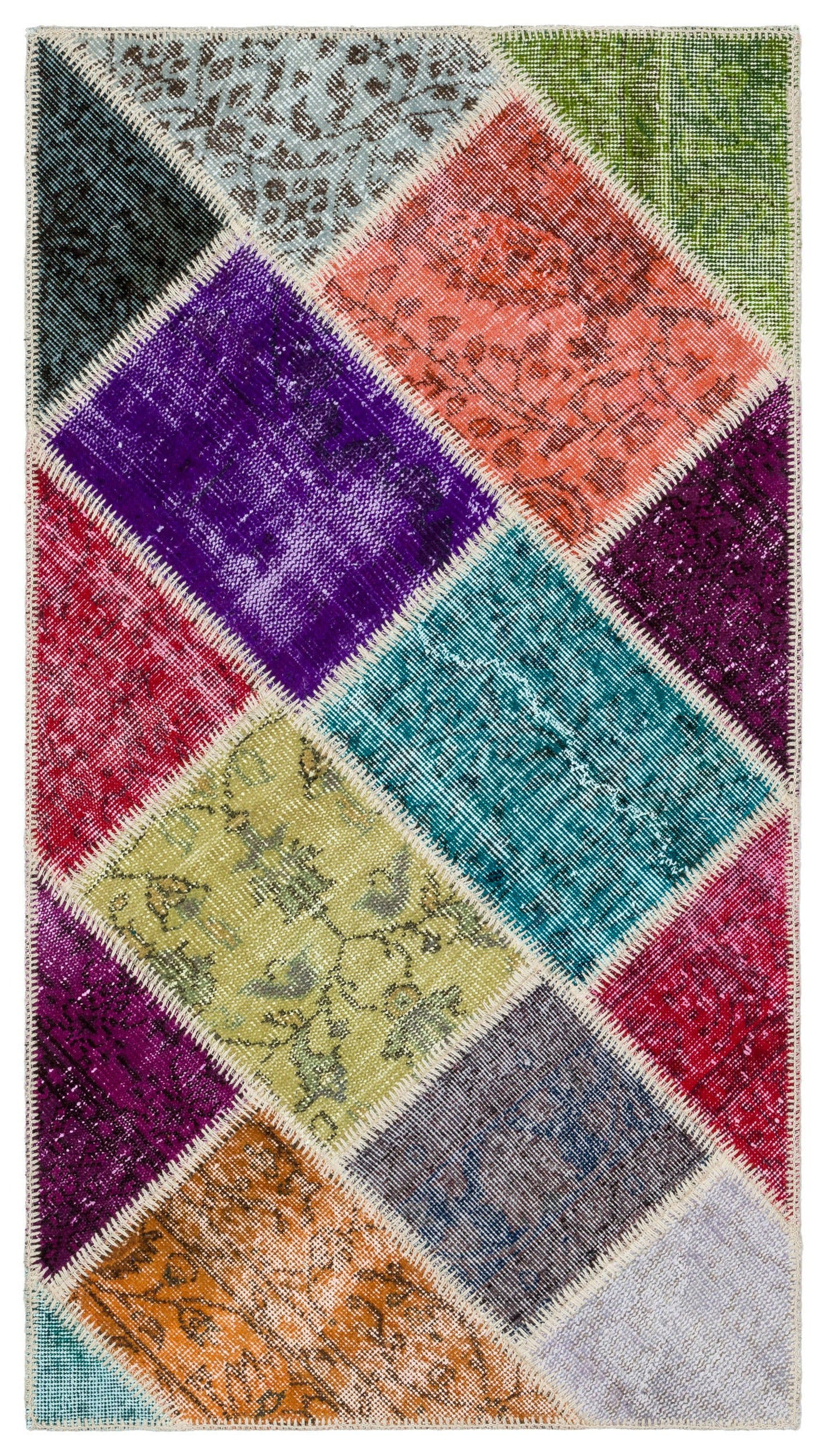 Bungalow Rose Anarae Beige Patchwork Wool Handmade Area Rug | Wayfair