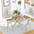 36" Square Glass Dining Table Set, Modern Stainless Steel Cross-Leg Base With 4 Velvet Upholstered Chairs-1107086989