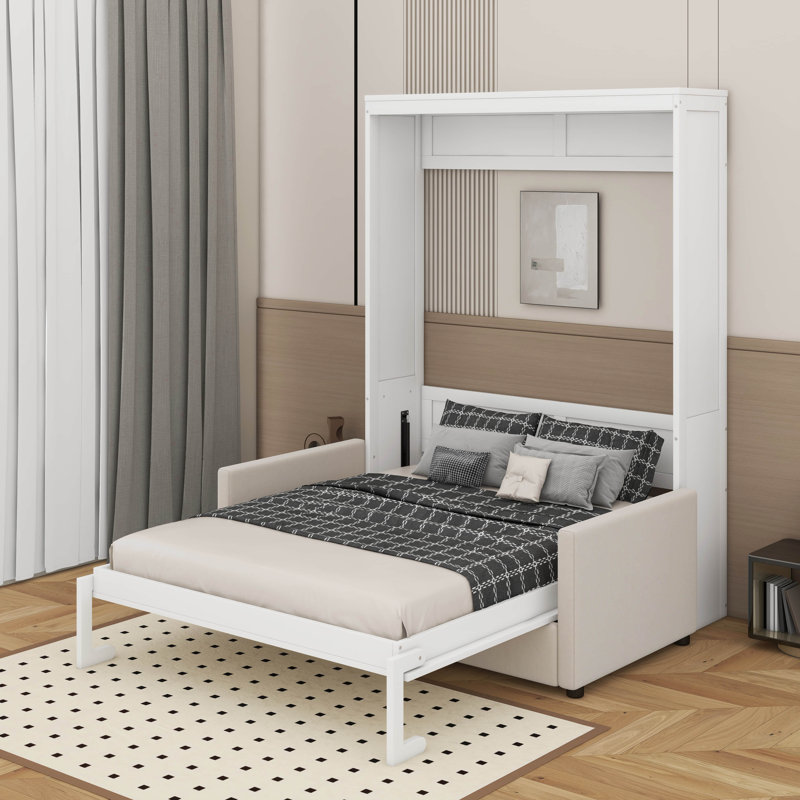 Grand lit escamotable avec coussin, Blanc