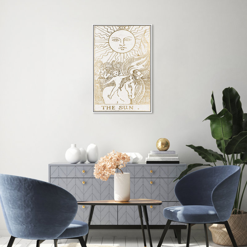 " The Sun Tarot Luxe ", White Framed, 30" H x 20" W