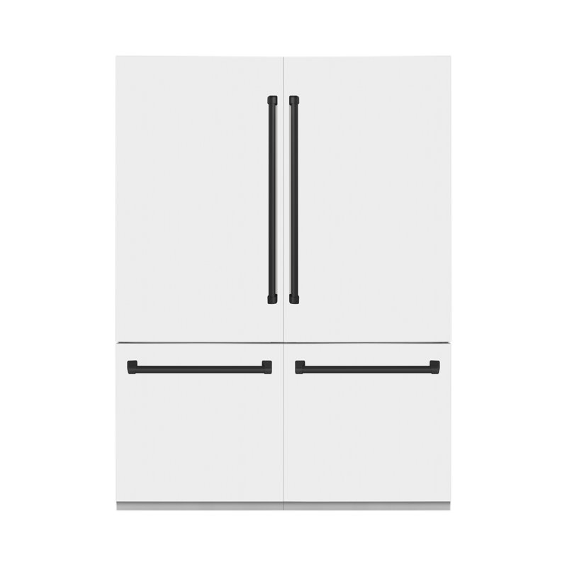 ZLINE 60" Autograph Edition 32.2 cu. ft. Built-in 4-Door French Door Refrigerator, White Matte, Matte Black