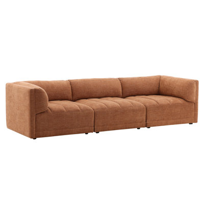 Magda 113" Wide Upholstered Sofa, Terracotta