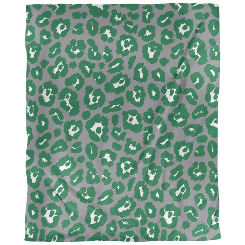 Housse de couette simple à imprimé léopard, Housse de couette pour très grand lit, Gris/vert, Polyester brossé