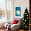 Ornement de Noël turquoise avec motifs dorés et ruban, ensemble de 3 impressions sur toile-1045656237