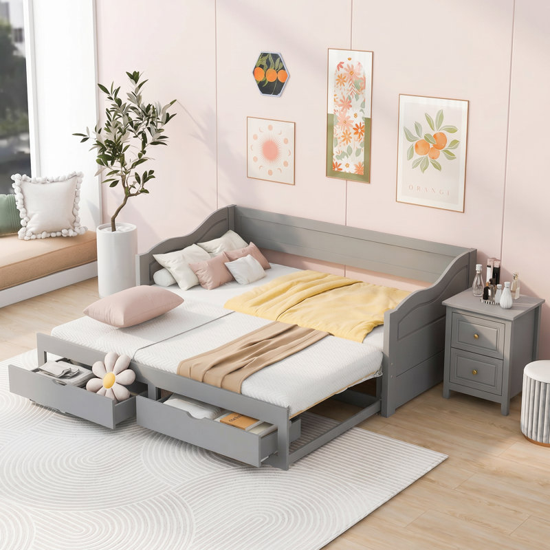 Lit de jour extensible en bois massif l 76,4 po x P 78,2 po H 29,1 po Harlan