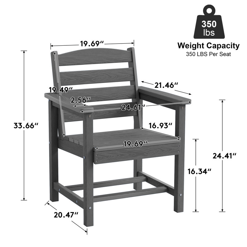 HDPE Outdoor Dining Chair, Gray