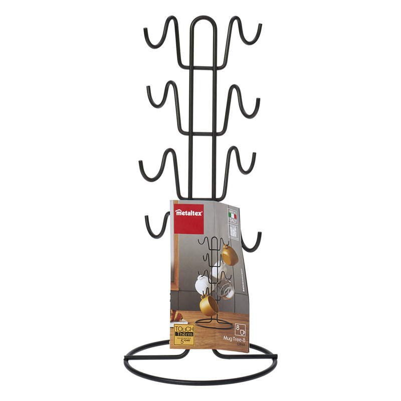 Metaltex Mug Tree Countertop Coffee Cup Holder - Lava Collection