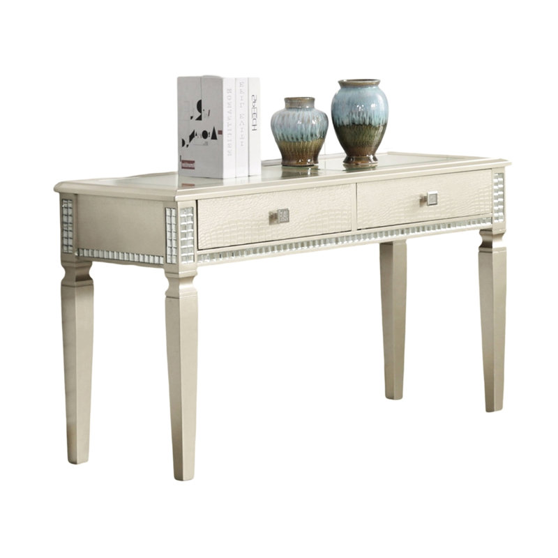 Transitional Storage Table With Jewel Encrusted Handles Rectangular Silver Square Knob And