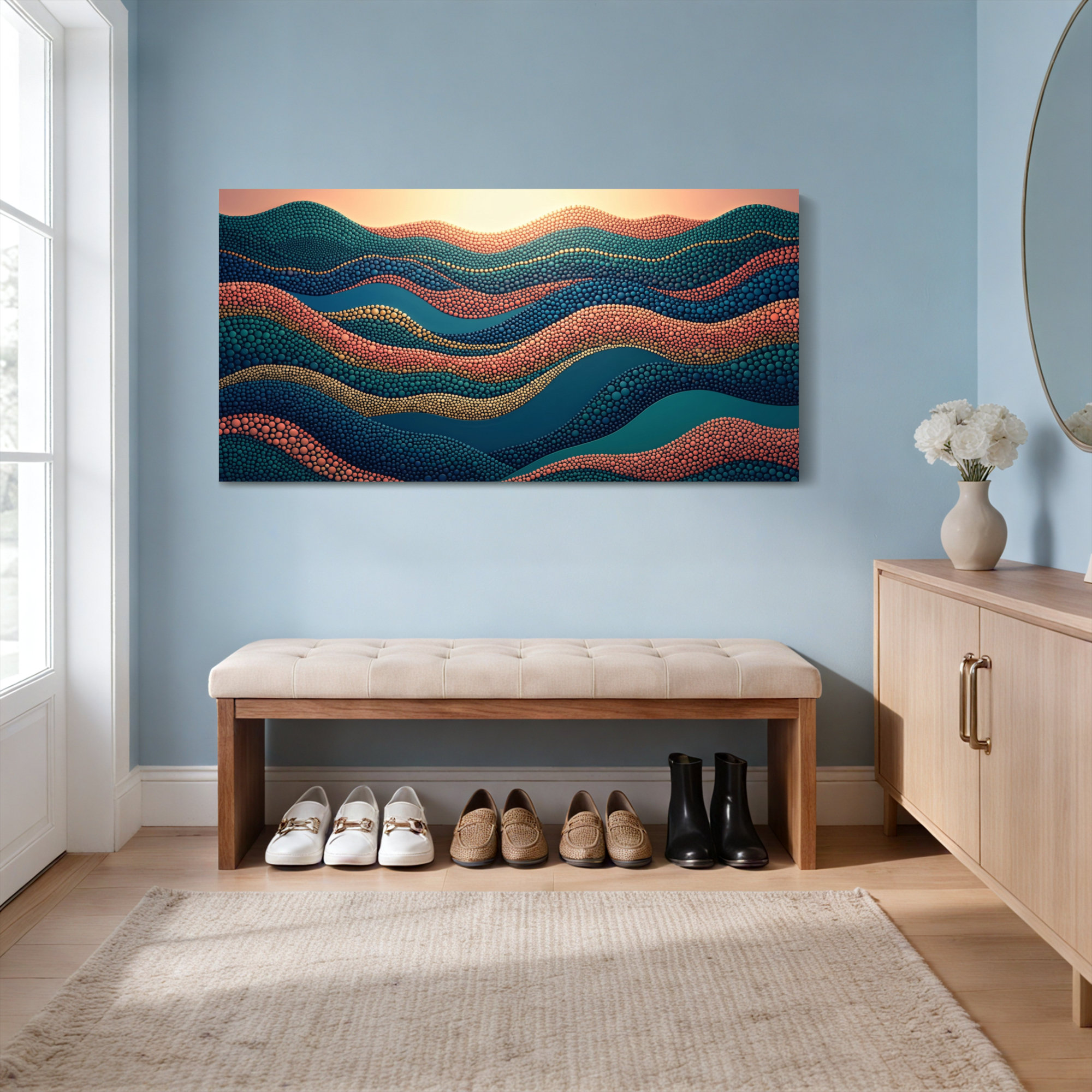 Wrought Studio Abstract Waves Dot Pattern Canvas Wrapped Wall Art Oil ...