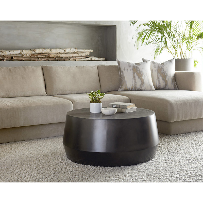 Africia Coffee Table - Small Gunmetal , Gunmetal, 15" H x 34.25" L x 34.25" W