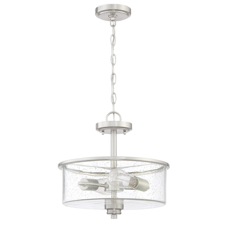 Willard 2 - Light Dimmable Drum Chandelier, Clear Seeded, Brushed Polished Nickel