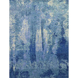 Hand Knotted Area Rug in Blue And Multi