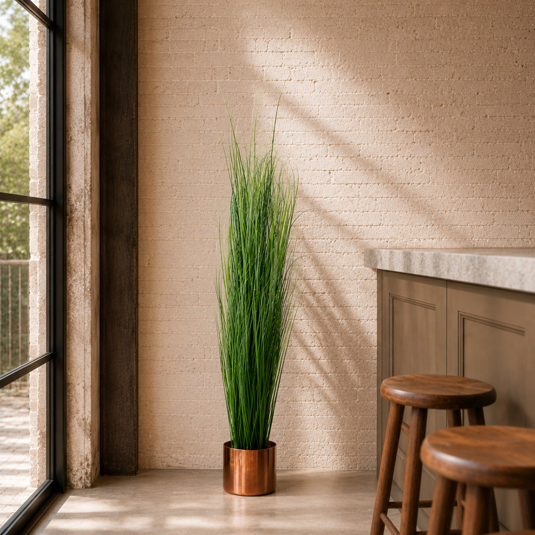 130cm Faux Onion Grass Plant in Metal Planter