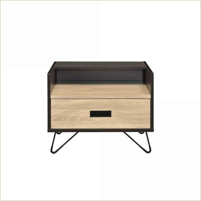 Space-Saving Contemporary Coffee Table with Medium Brown Oak Top &amp; Chrome Base for Small Spaces