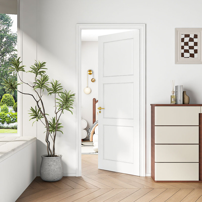 Portes intérieures en bois massif peu encombrantes pour les cuisines modernes