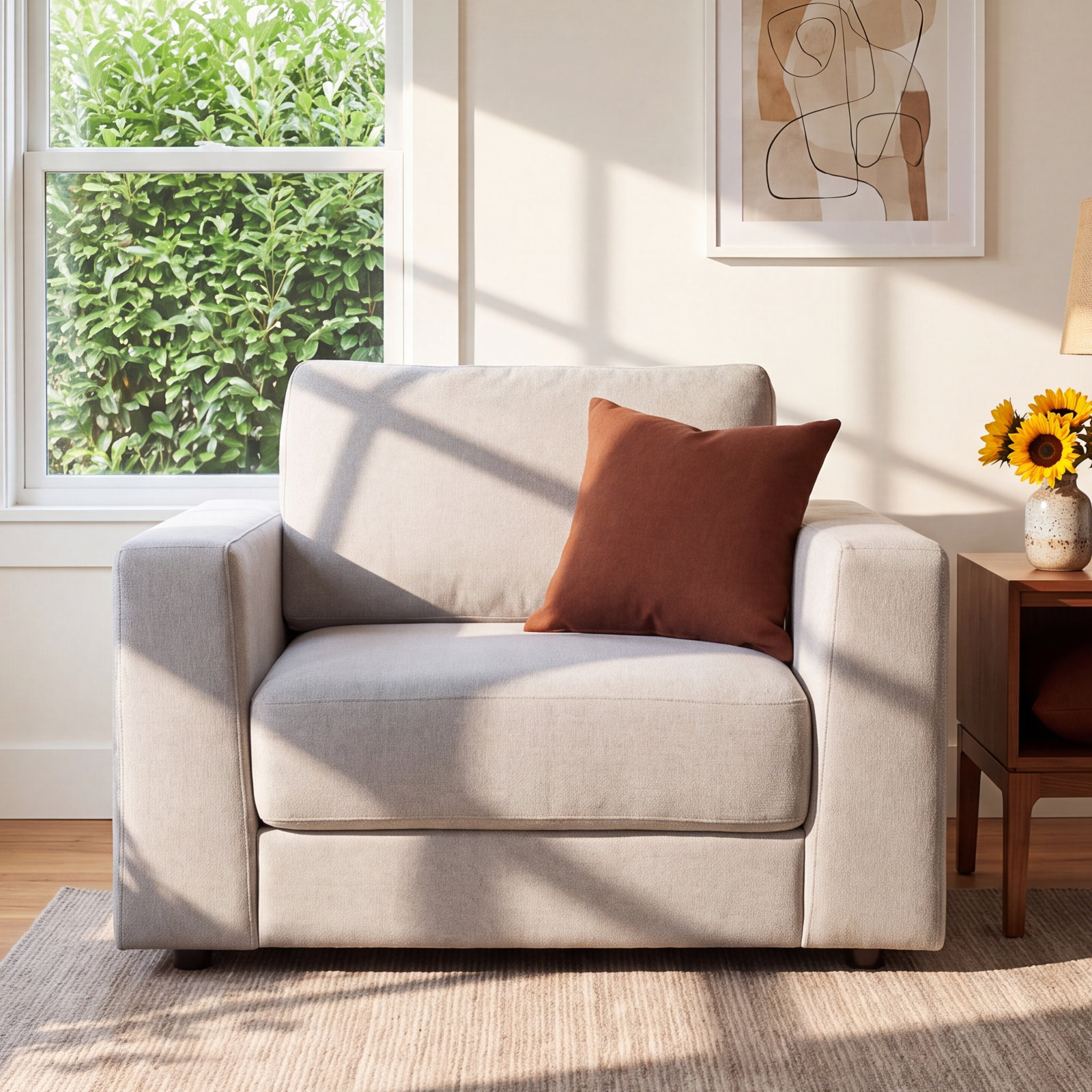 44" W Polyester Armchair, Gray 100% Polyester