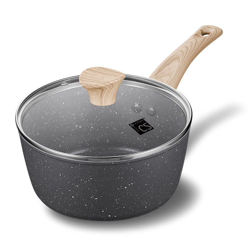 Koch Systeme Non-Stick Aluminum Saucepan, Black/Natural, 7""