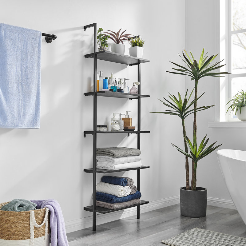 Barbarese 5 Piece Tiered Shelf, Black/Black