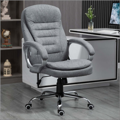 High Back Home Office Chair Executive Computer Chair With Adjustable Height, Upholstered Thick Padding Headrest And Armrest