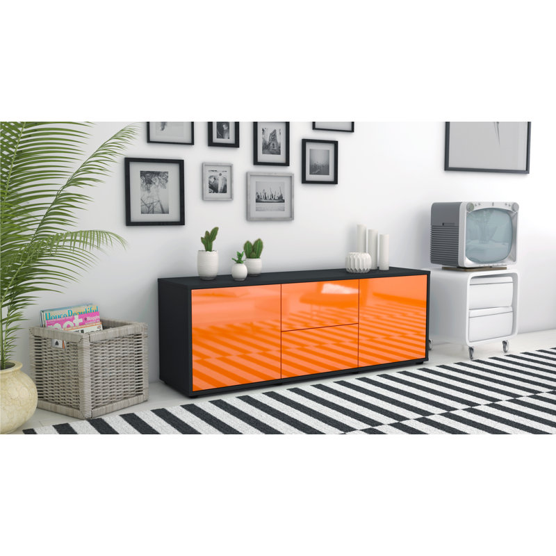 Fredrick TV Stand, High-gloss Orange / Matte Anthracite