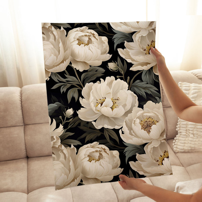«Floral Luxe Pe pivoines», reproduction d'art moderne sans cadre, H 30 po x l 20 po