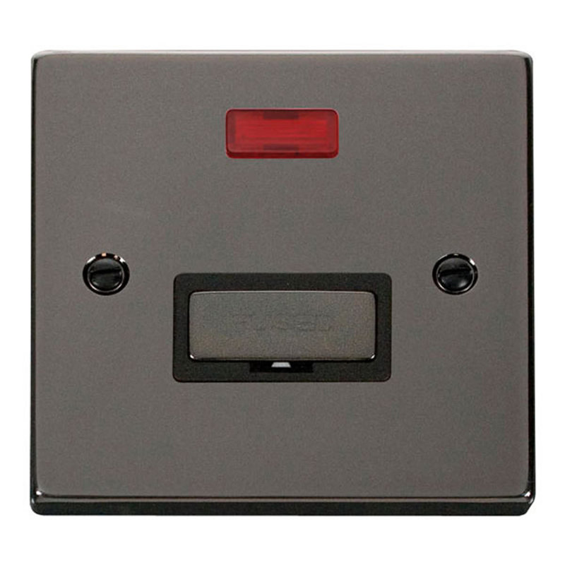 Black Nickel 13A Fused Ingot Connection Unit With Neon